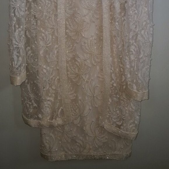 SCALA PEARL & BEADED EVENING DRESS w/CARDIGAN - Picture 2 of 7